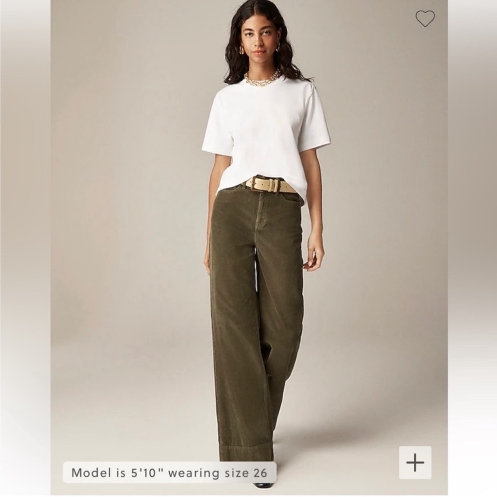 NWT JCrew Olive Wide-Leg Corduroy Trousers